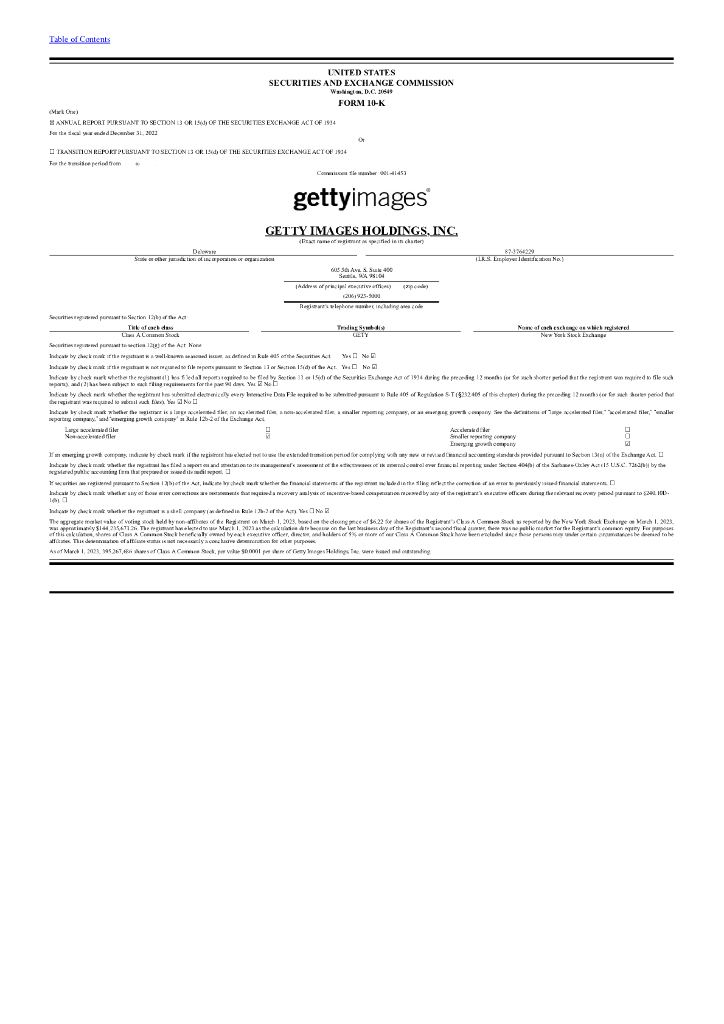 Getty Images Holdings,Inc.（GETY）2022财年年度报告（英文版）