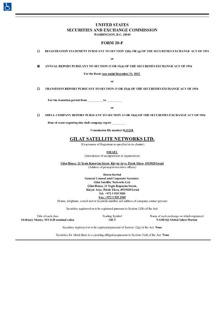 Gilat Satellite Networks Ltd.（GILT）2023财年年度报告（英文版）