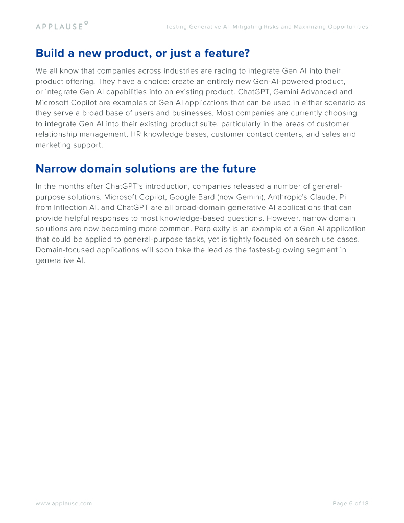 Applause：2024测试生成式人工智能：降低风险和最大化机会报告（英文版）_第6页