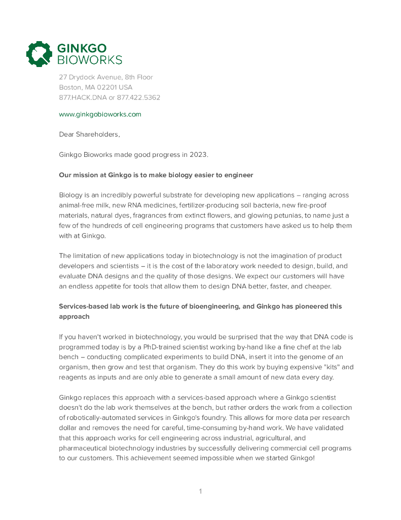 Ginkgo Bioworks Holdings,Inc.（DNA）2023财年年度报告（英文版）