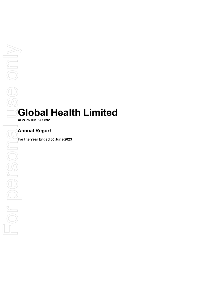 Global Health Limited（GLH）2023财年年度报告（英文版）