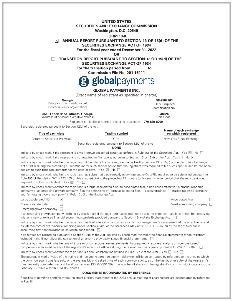 Global Payments Inc.（GPN）2022财年年度报告（英文版）