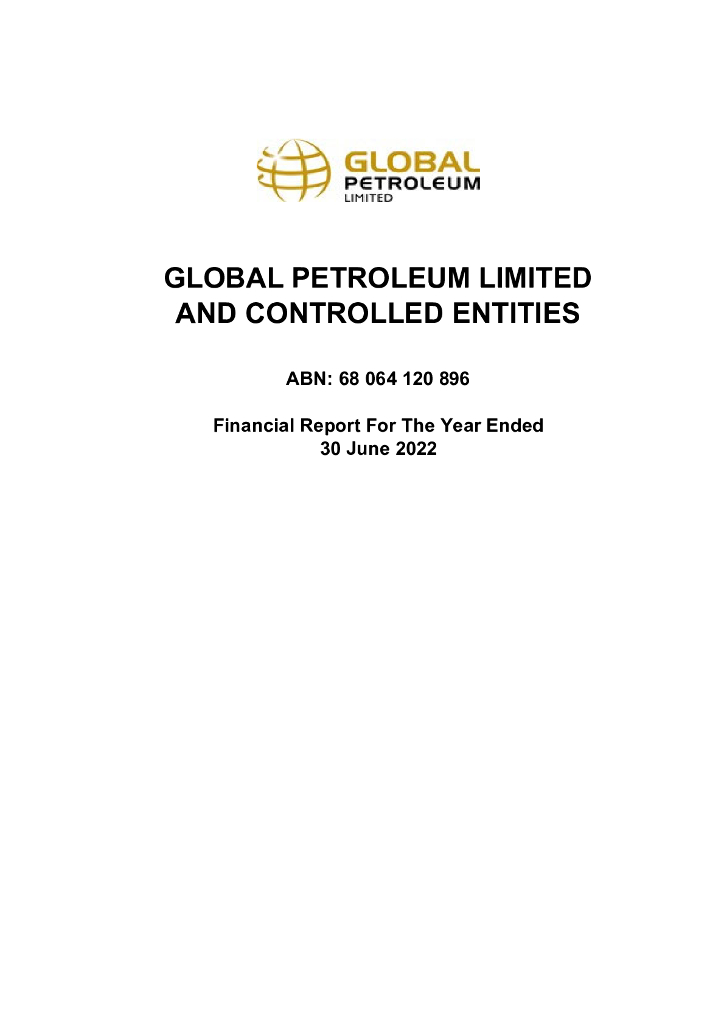 Global Petroleum Limited（GBP）2022财年年度报告（英文版）