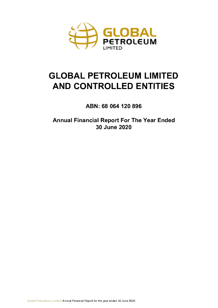Global Petroleum Limited（GBP）2020财年年度报告（英文版）