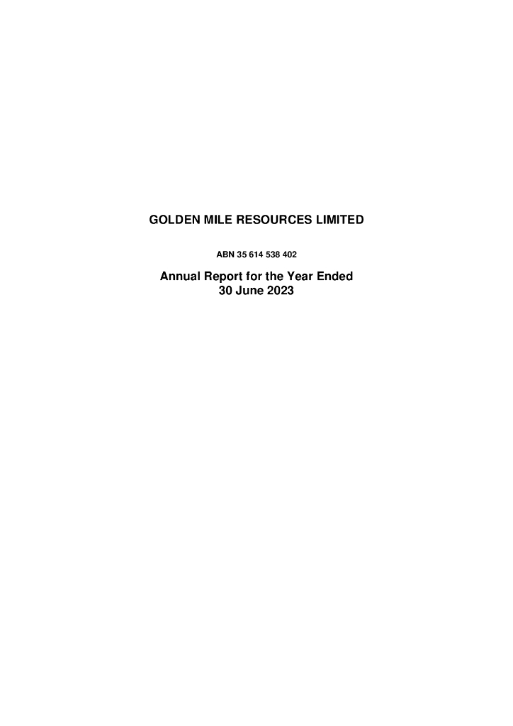Golden Mile Resources（G88）2023财年年度报告（英文版）
