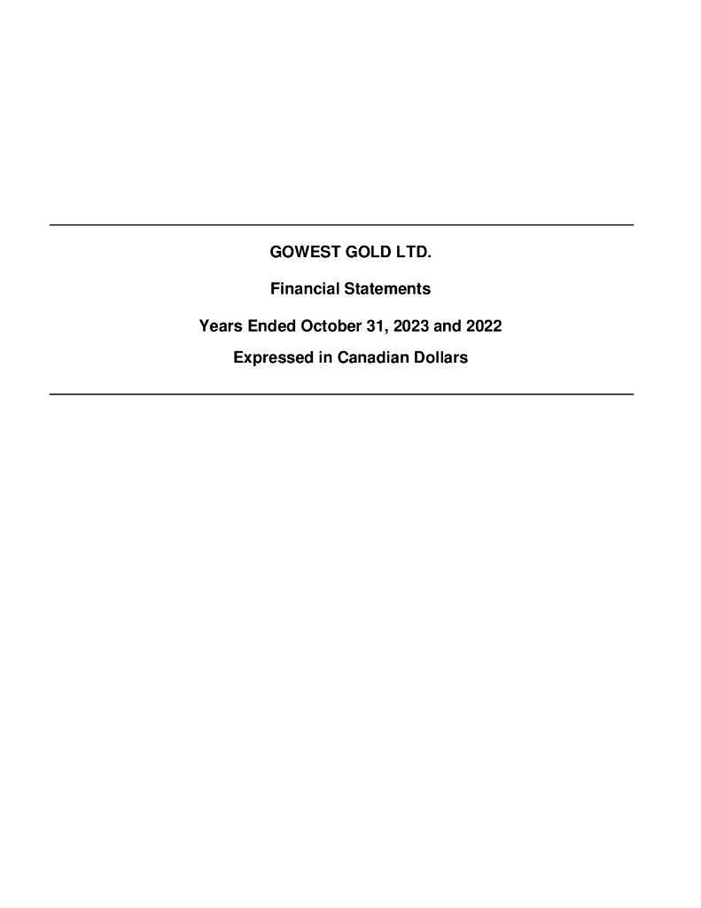 Gowest Gold Ltd.（GWA）2023财年年度报告（英文版）