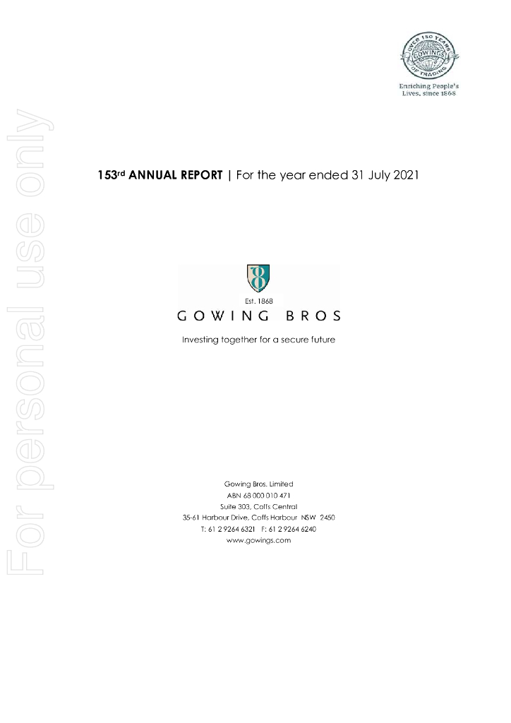 Gowing Bros.Limited（GOW）2021财年年度报告（英文版）