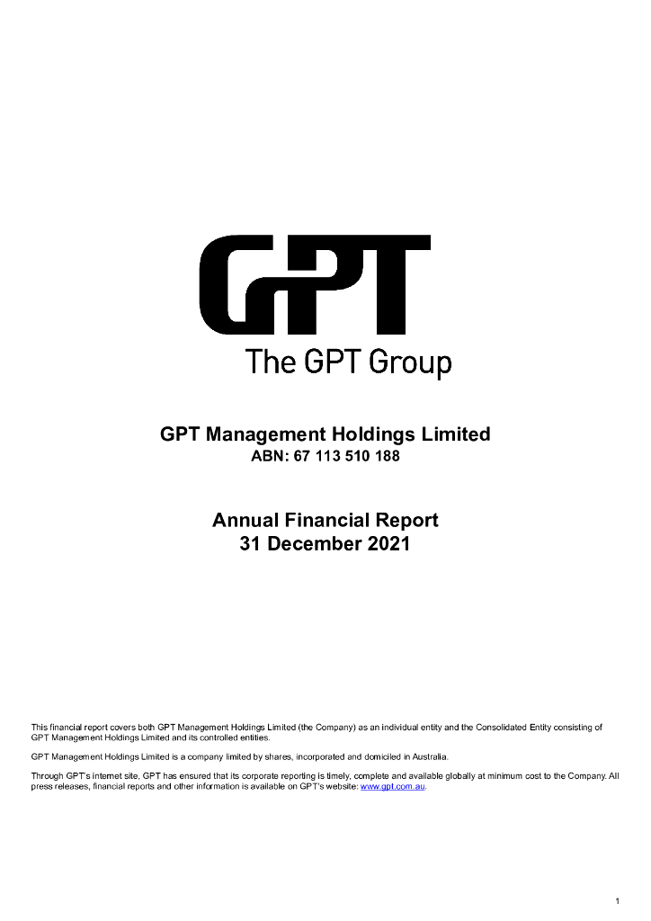 GPT Group（GPTGF）2021财年年度报告（英文版）