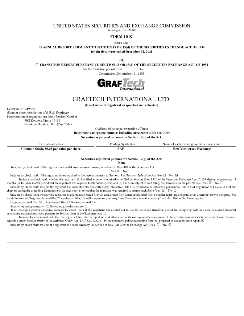 GrafTech International Ltd.（GTI）2021财年年度报告（英文版）