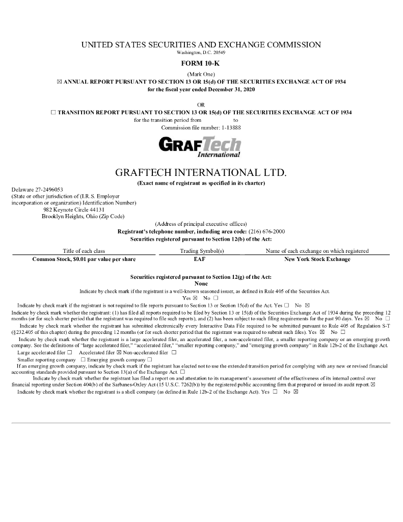 GrafTech International Ltd.（GTI）2020财年年度报告（英文版）