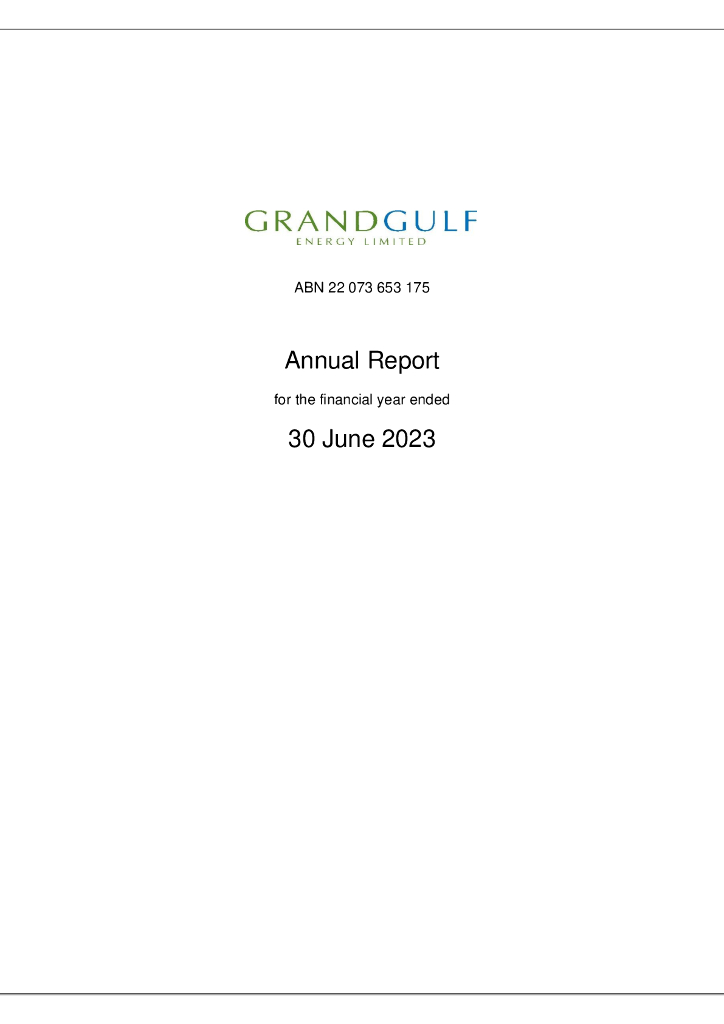 Grand Gulf Energy Limited（GGE）2023财年年度报告（英文版）
