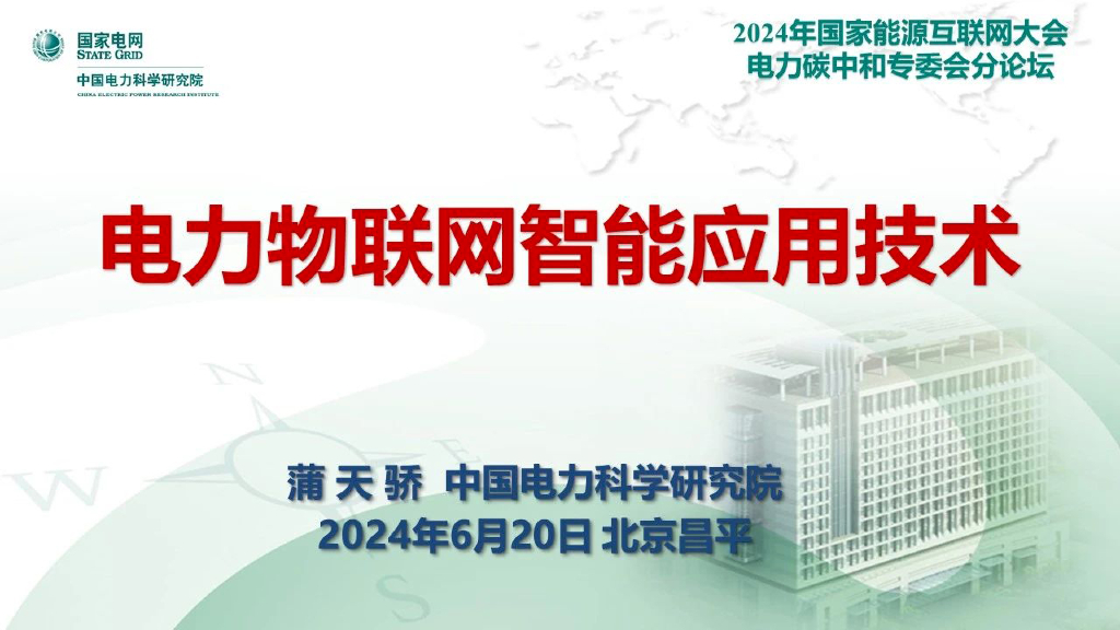 中国电力科学研究院（蒲天骄）：2024电力物联网智能应用技术报告