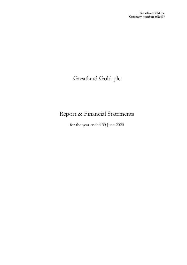 Greatland Gold plc（GGP）2020财年年度报告（英文版）
