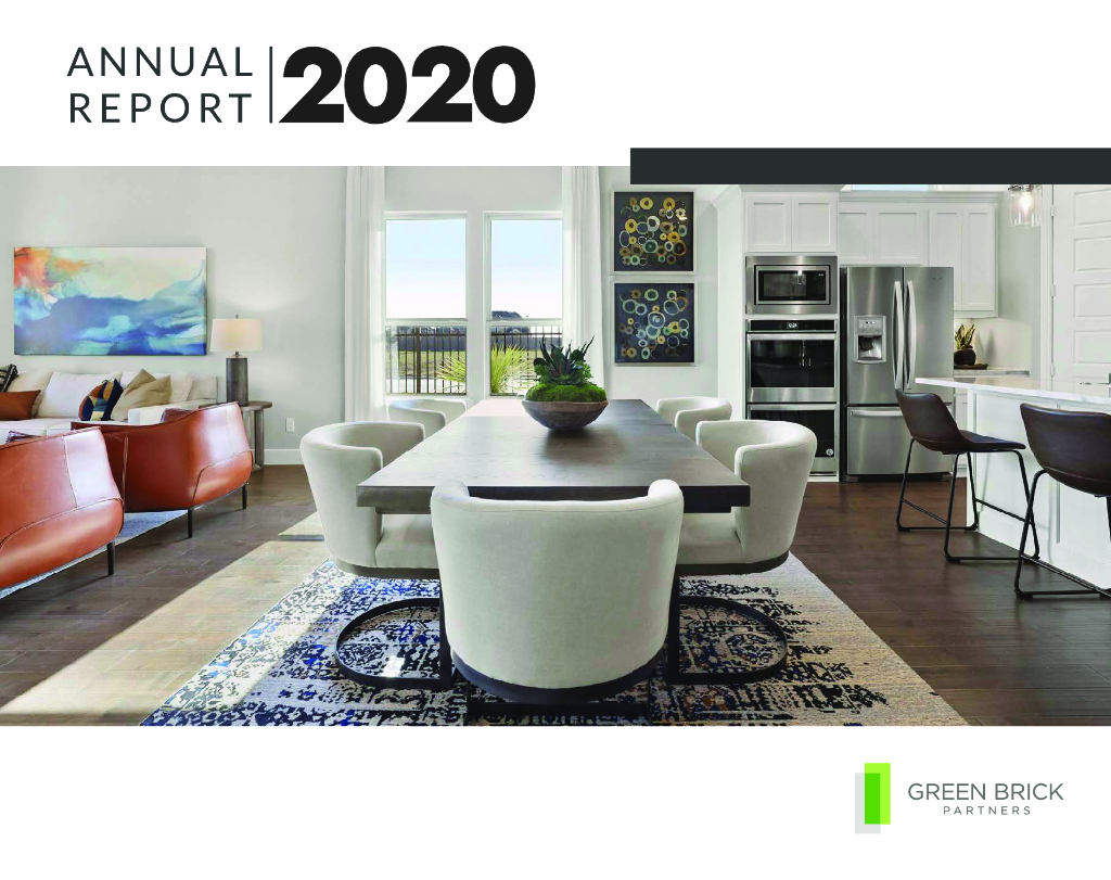 Green Brick Partners Inc（GRBK）2020财年年度报告（英文版）