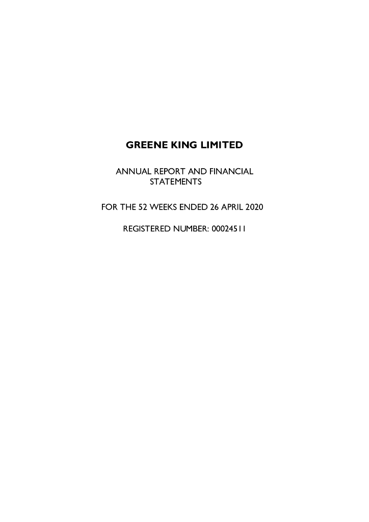 Greene King plc（GNK）2020财年年度报告（英文版）