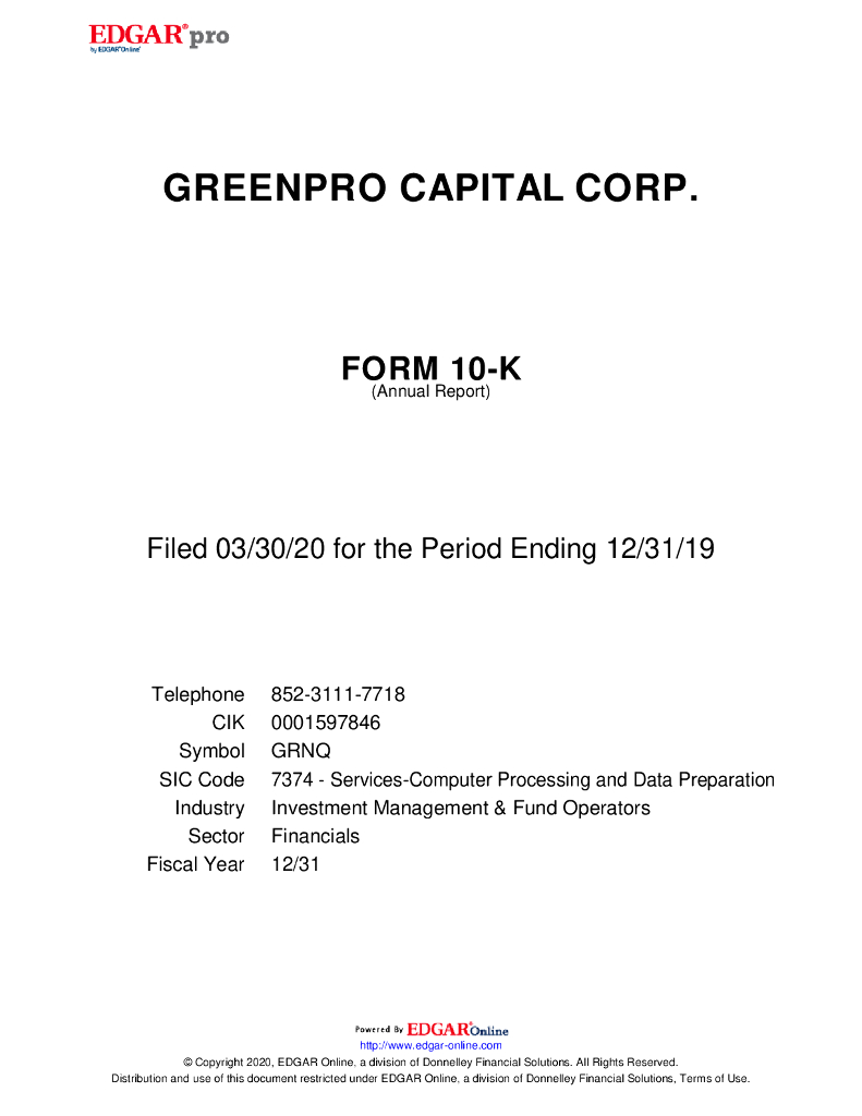 Greenpro Capital Corp.（GRNQ）2020财年年度报告（英文版）