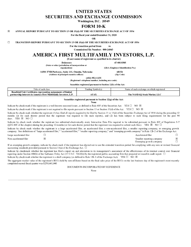 Greystone Housing Impact Investors LP（GHI）2020财年年度报告（英文版）