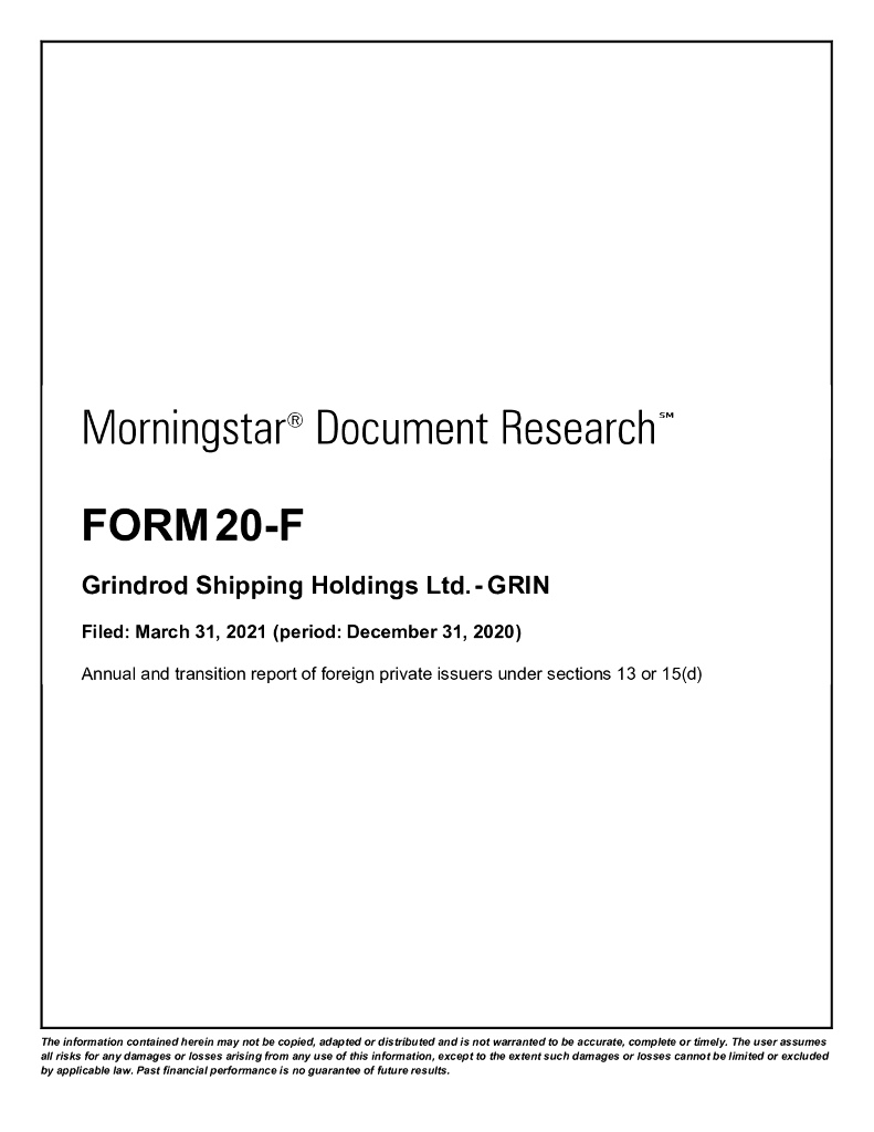 Grindrod Shipping Holdings Ltd.（GRIN）2020财年年度报告（英文版）