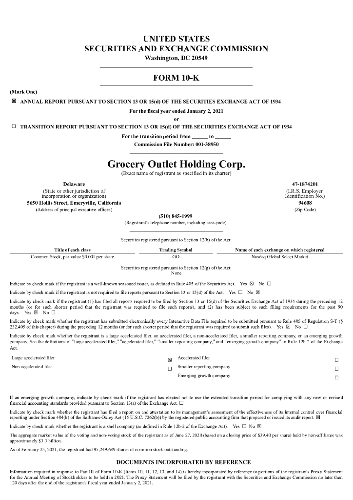 Grocery Outlet Holding Corp.（GO）2020财年年度报告（英文版）