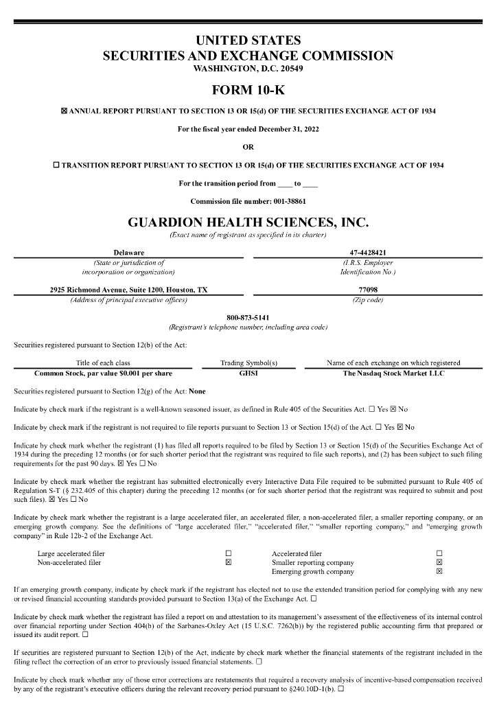 Guardion Health Sciences,Inc.（GHSI）2022财年年度报告（英文版）
