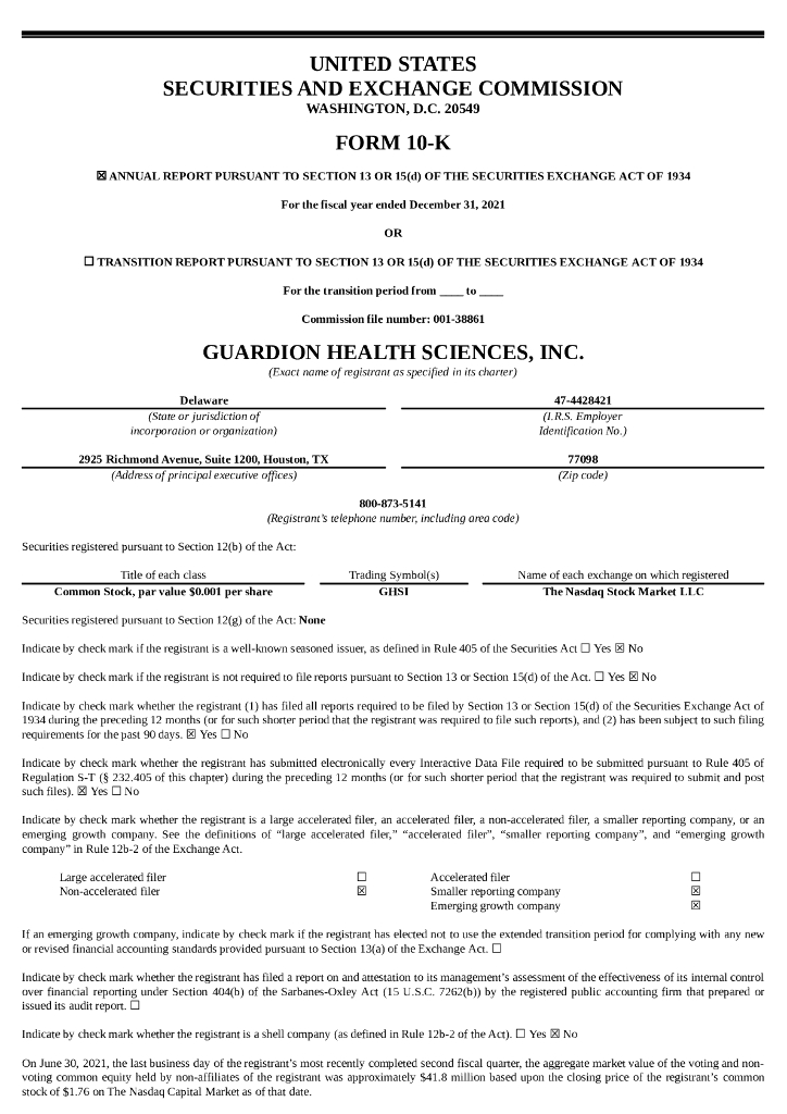 Guardion Health Sciences,Inc.（GHSI）2021财年年度报告（英文版）