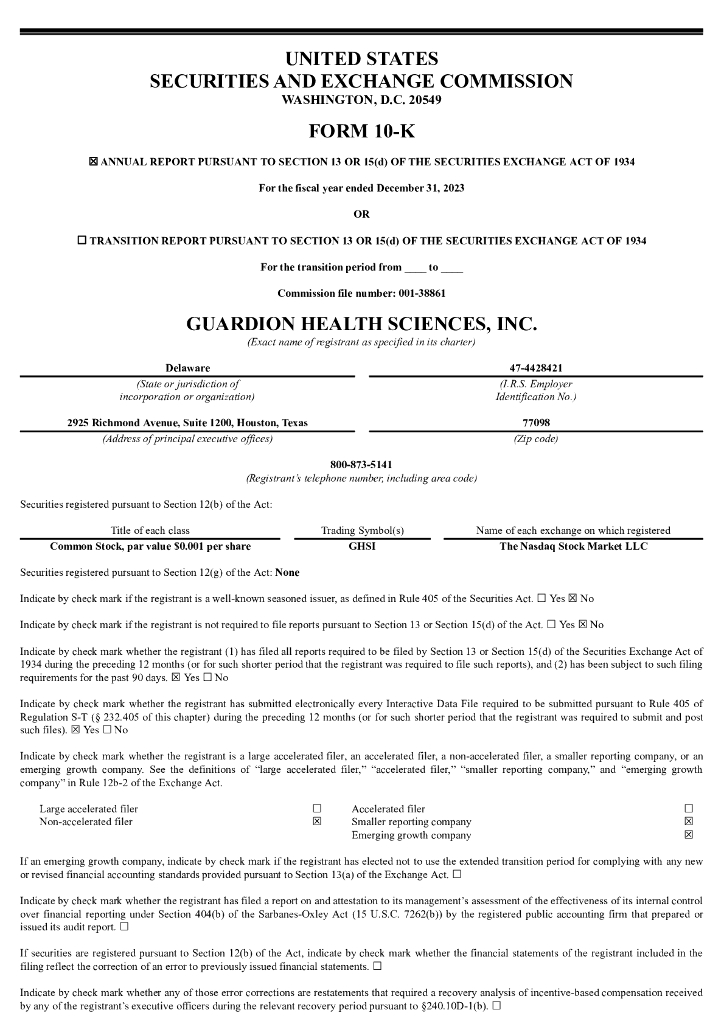 Guardion Health Sciences,Inc.（GHSI）2023财年年度报告（英文版）