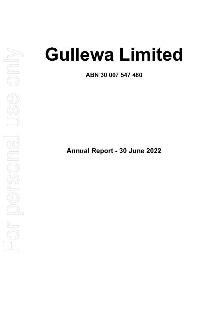Gullewa Limited（GUL）2022财年年度报告（英文版）