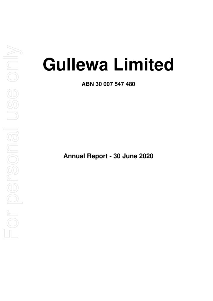 Gullewa Limited（GUL）2020财年年度报告（英文版）