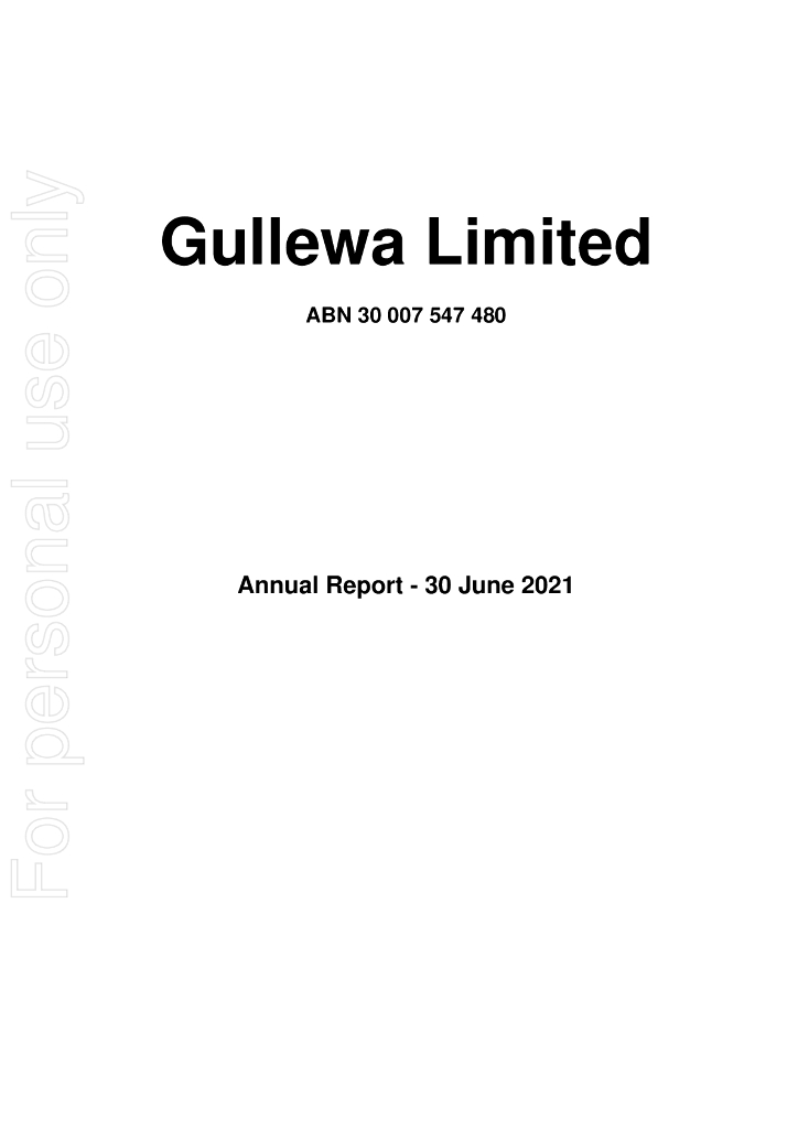 Gullewa Limited（GUL）2021财年年度报告（英文版）