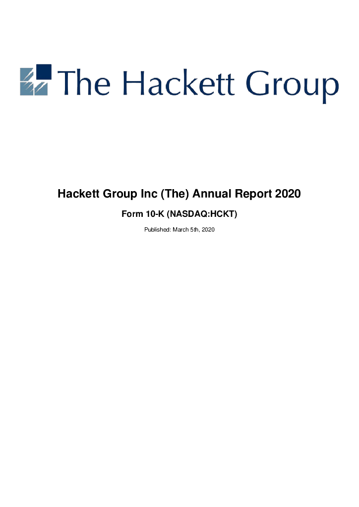Hackett Group Inc（HCKT）2020财年年度报告（英文版）