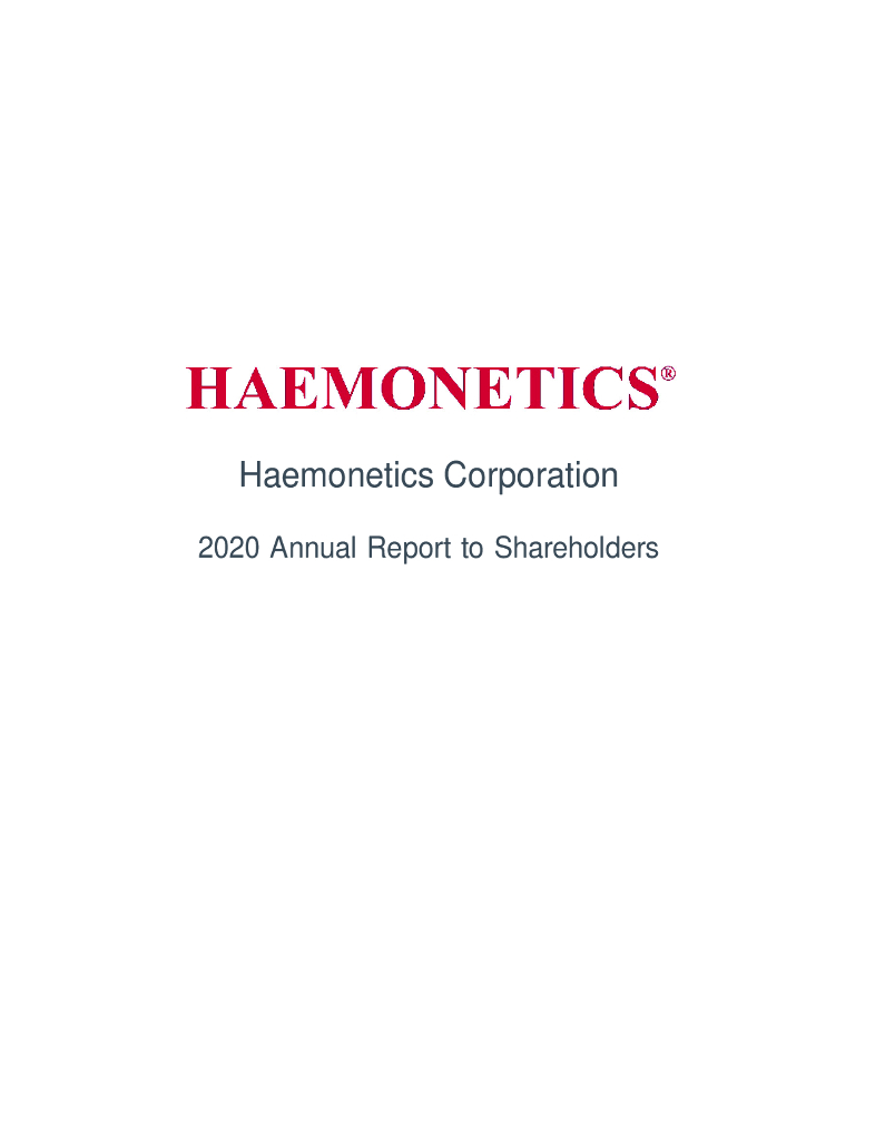 Haemonetics Corporation（HAE）2020财年年度报告（英文版）
