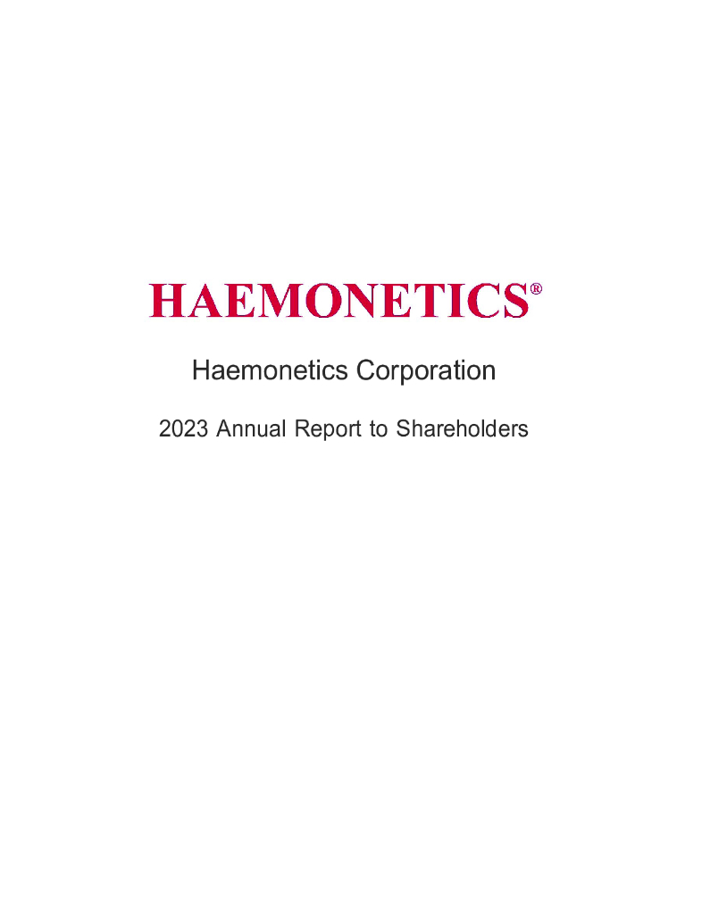 Haemonetics Corporation（HAE）2023财年年度报告（英文版）