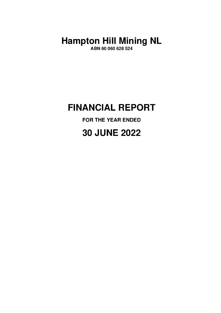 Hampton Hill Mining NL（HHM）2022财年年度报告（英文版）