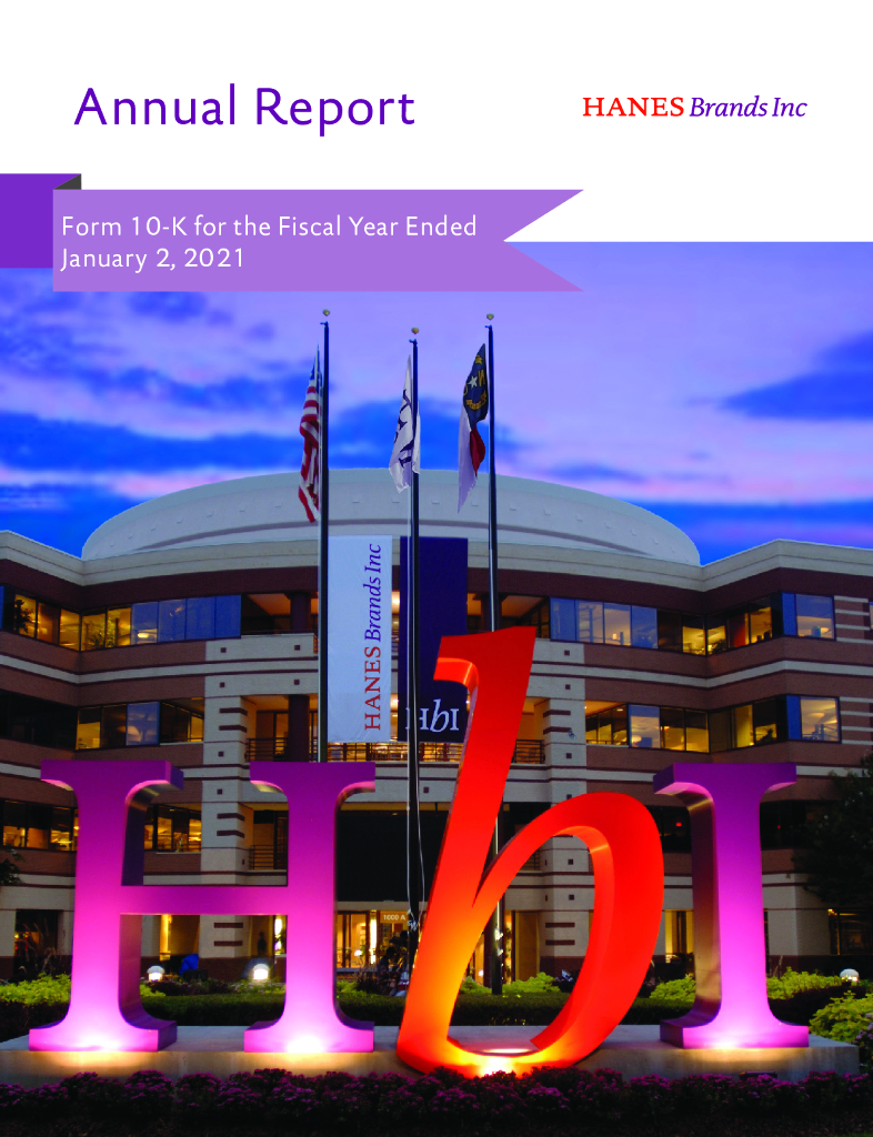 Hanesbrands Inc.（HBI）2020财年年度报告（英文版）