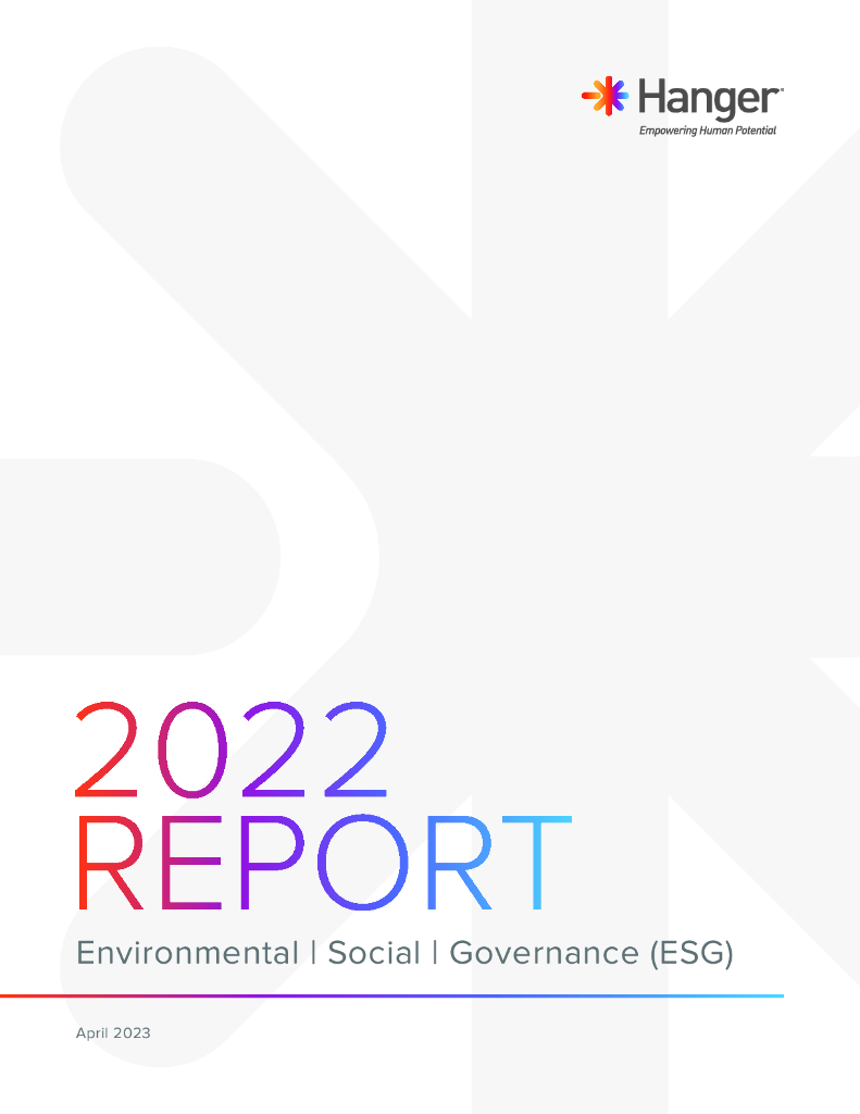 Hanger Inc（HNGR）2022年ESG报告（英文版）