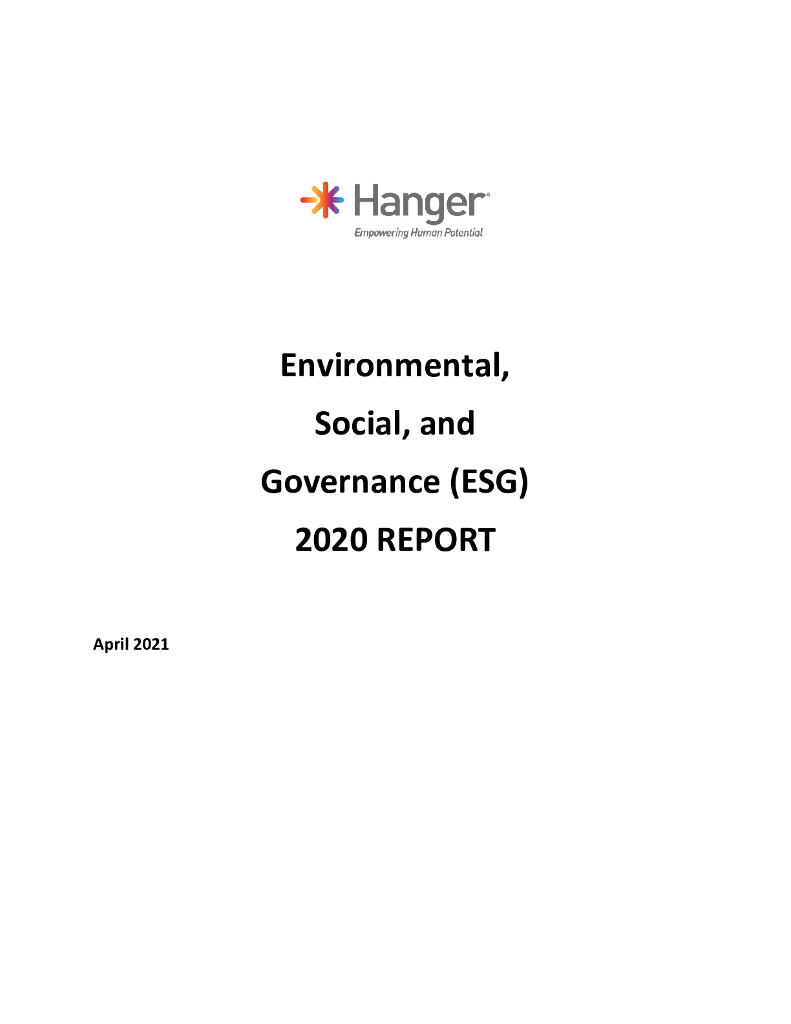 Hanger Inc（HNGR）2020年ESG报告（英文版）