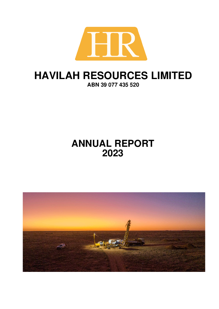Havilah Resources Limited（HAV）2023财年年度报告（英文版）