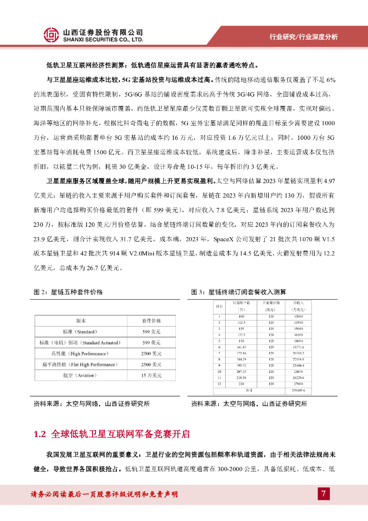 山西证券：低轨卫星互联网专题报告：空天一体新质生产力，产业链从0到1迈入量产阶段_第7页