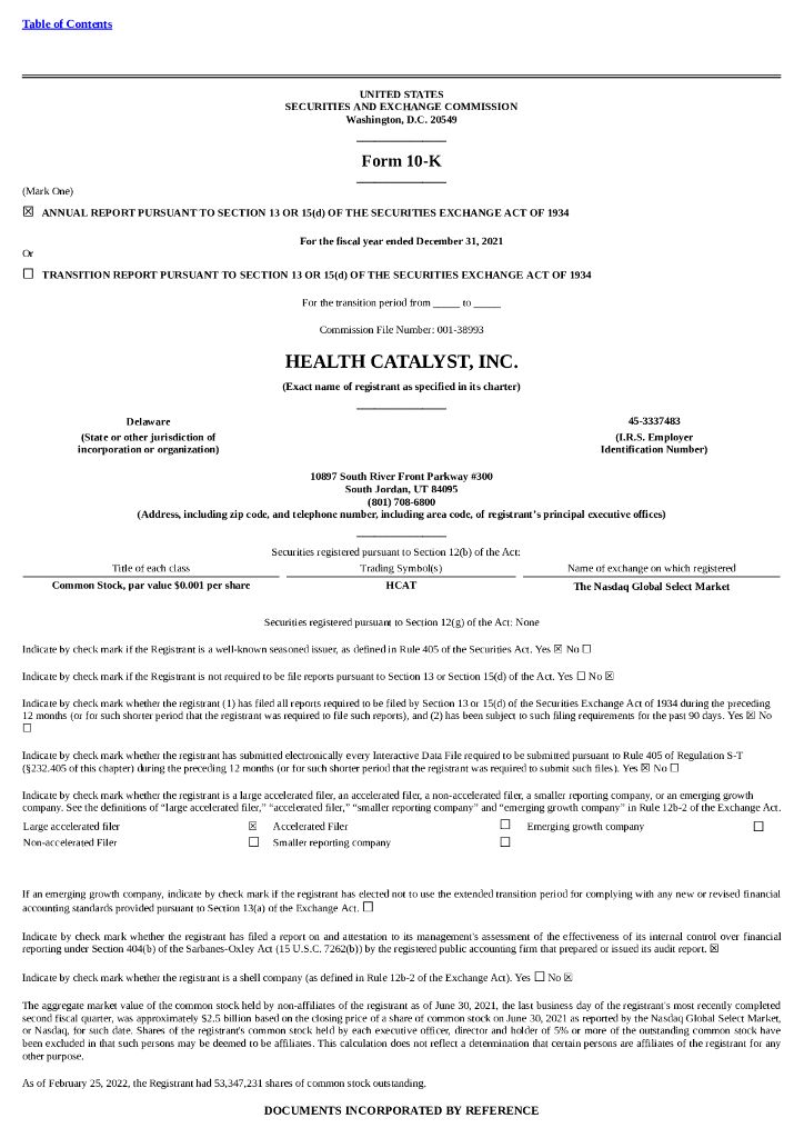 Health Catalyst,Inc（HCAT）2021财年年度报告（英文版）