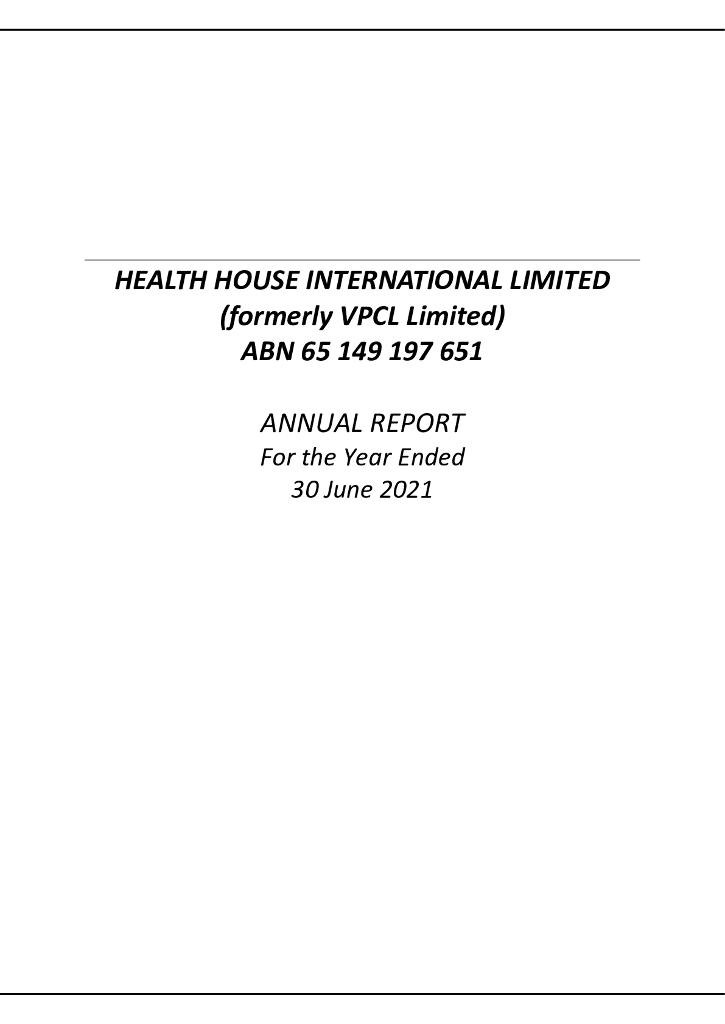 Health House International（HHI）2021财年年度报告（英文版）
