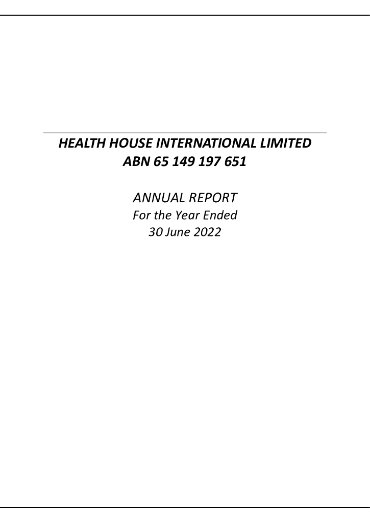 Health House International（HHI）2022财年年度报告（英文版）