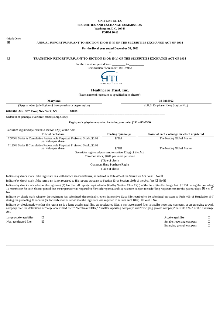 Healthcare Trust,Inc.（HTIA）2021财年年度报告（英文版）