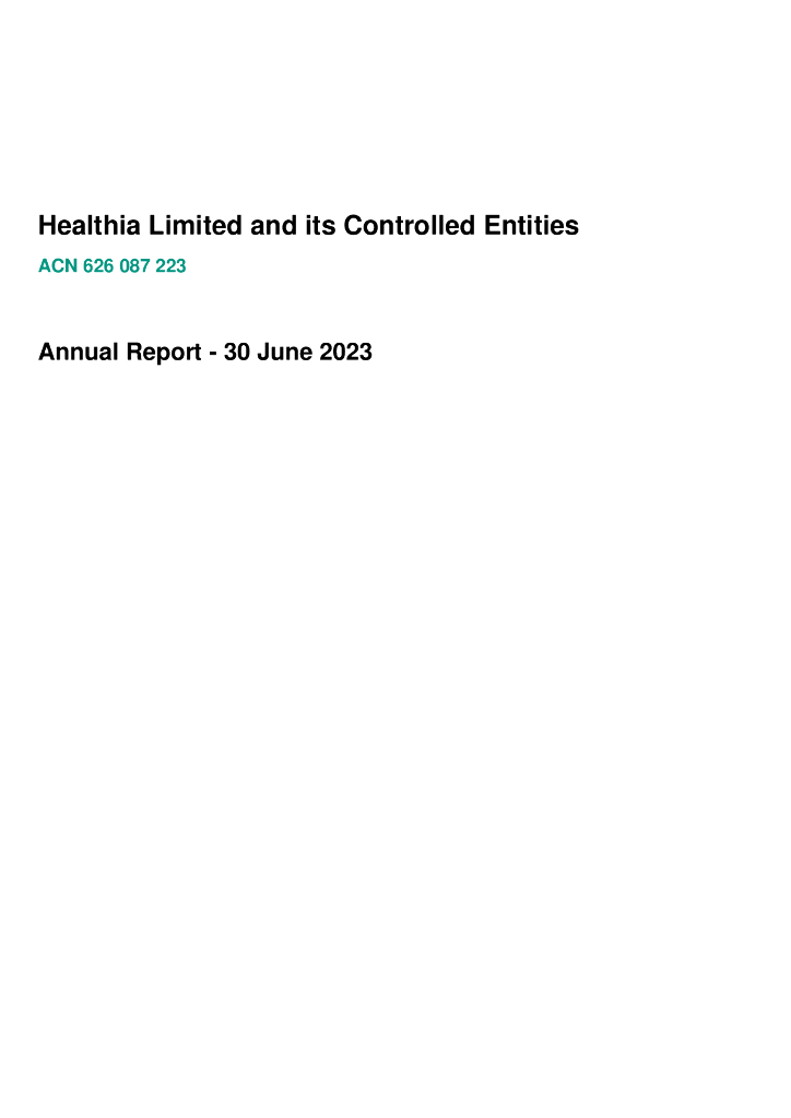 Healthia Limited（HLA）2023财年年度报告（英文版）
