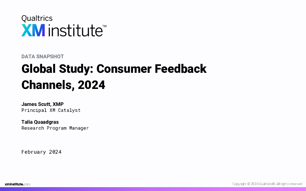 Qualtrics XM Institute：2024年全球消费者反馈渠道调查报告（英文版）