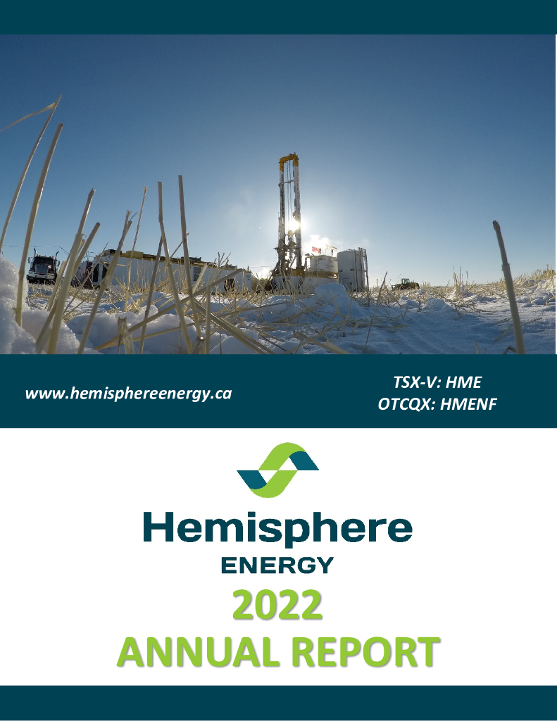 Hemisphere Energy Corporation（HME）2022财年年度报告（英文版）