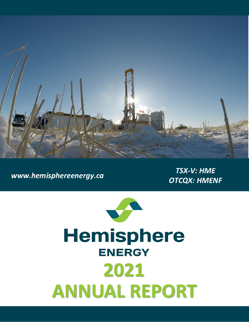Hemisphere Energy Corporation（HME）2021财年年度报告（英文版）