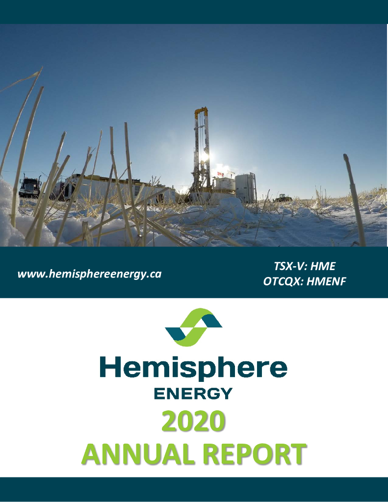 Hemisphere Energy Corporation（HME）2020财年年度报告（英文版）