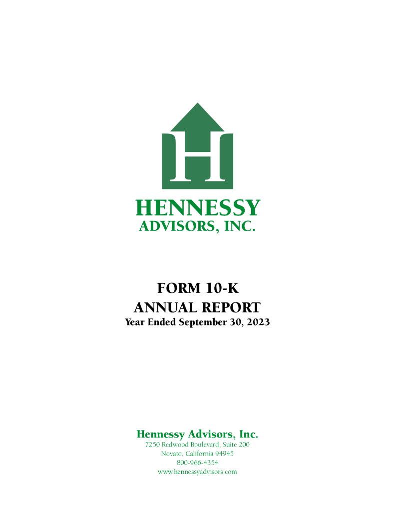 Hennessy Advisors,Inc.（HNNA）2023财年年度报告（英文版）