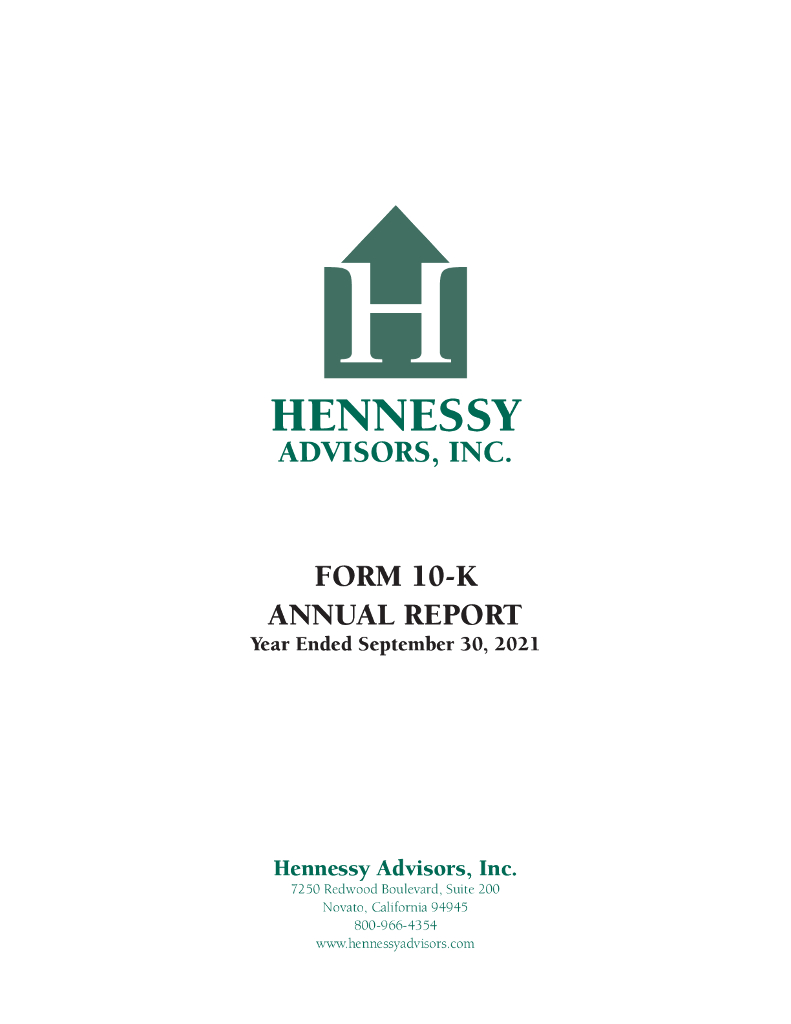 Hennessy Advisors,Inc.（HNNA）2021财年年度报告（英文版）
