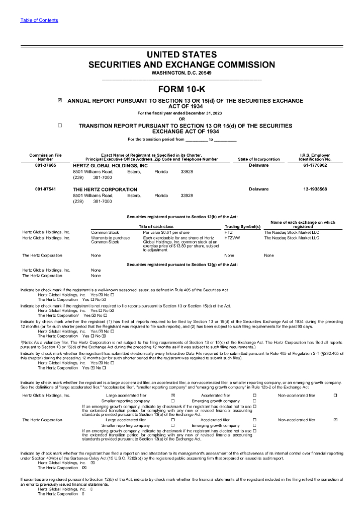 Hertz Global Holdings（HTZ）2023财年年度报告（英文版）